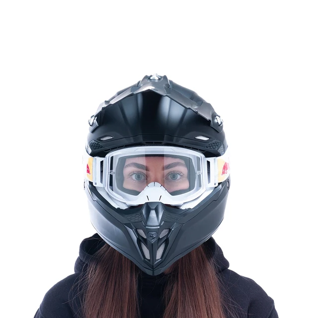 Motokrosové okuliare RedBull Spect Strive Panovision, biele matné, plexi číre