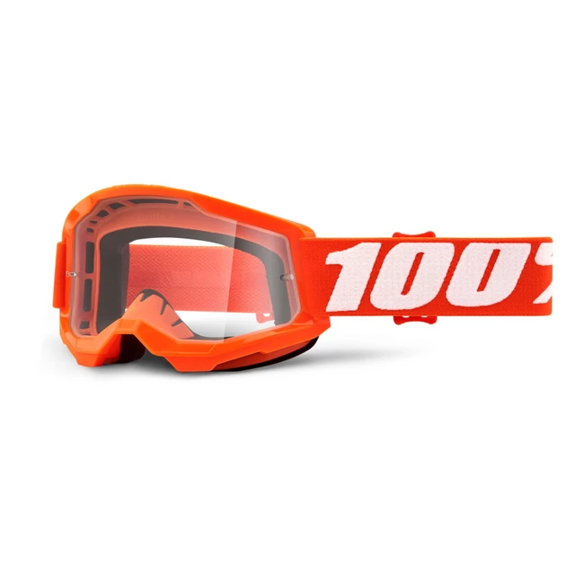 Detské motokrosové okuliare 100% Strata 2 Youth - Orange oranžová, číre plexi - Orange oranžová, číre plexi