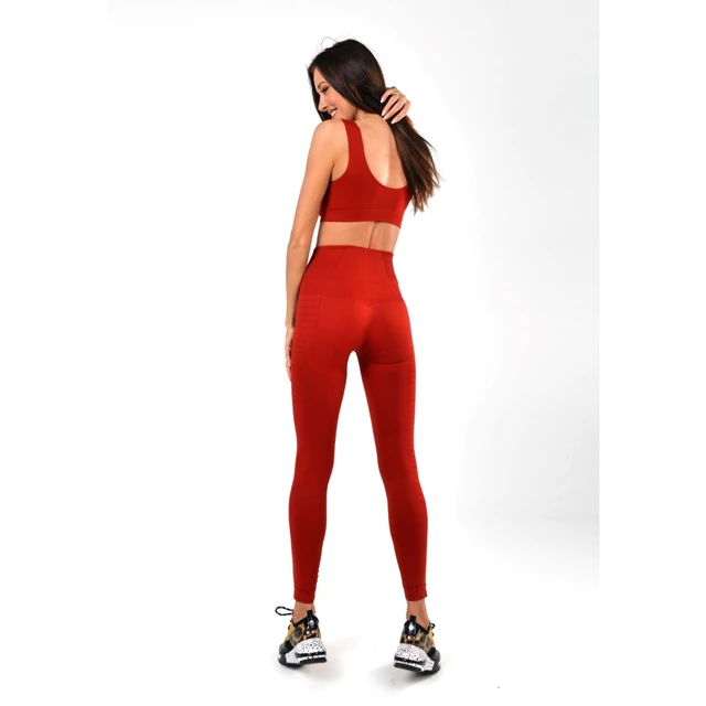 Dámske legíny Boco Wear Red Plain Push Up - červená
