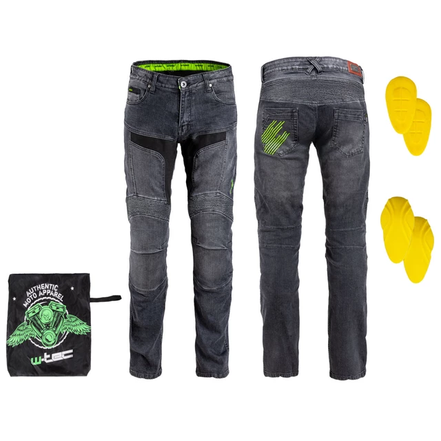 Pánske moto jeansy W-TEC Alfred CE - modrá - šedá