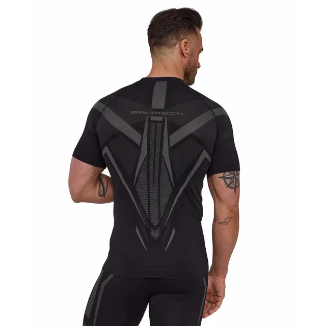 Pánske funkčné tričko Brubeck Dry s krátkym rukávom SS1466M - BLACK / GRAPHITE