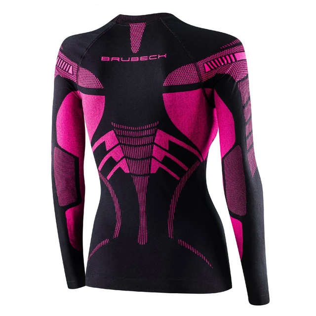 Dámske funkčné tričko Brubeck Dry s dlhým rukávom - Black/Fuchsia