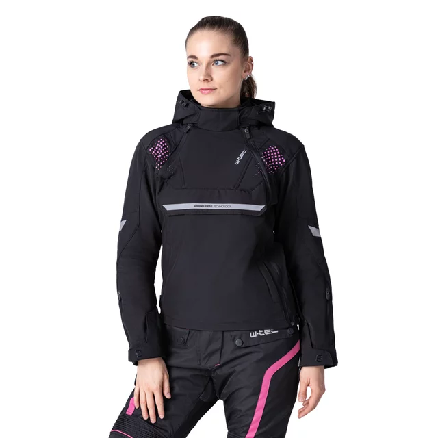 Dámska softshellová moto bunda W-TEC Annorack Lady - čierno-piesková - čierno-ružová