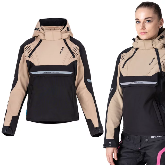 Dámska softshellová moto bunda W-TEC Annorack Lady - čierno-piesková - čierno-piesková