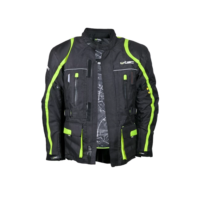 Pánska dlhá moto bunda W-TEC Glomnitz - čierno-zelená