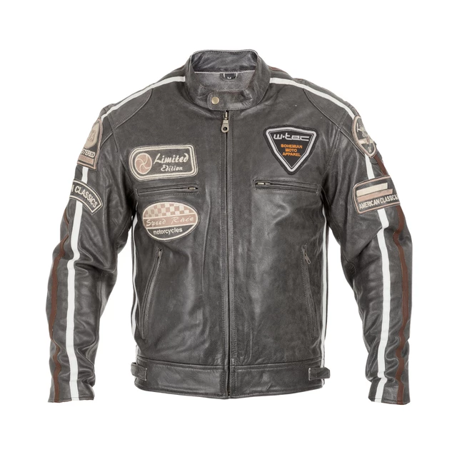 Pánska kožená moto bunda W-TEC Antique Cracker - hnedo-šedá - hnedo-šedá