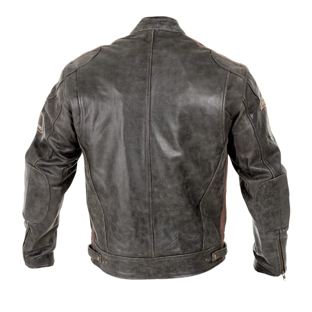 Pánska kožená moto bunda W-TEC Antique Cracker - hnedo-šedá