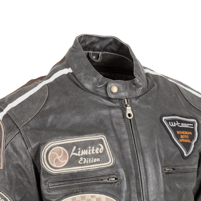 Pánska kožená moto bunda W-TEC Antique Cracker - hnedo-šedá