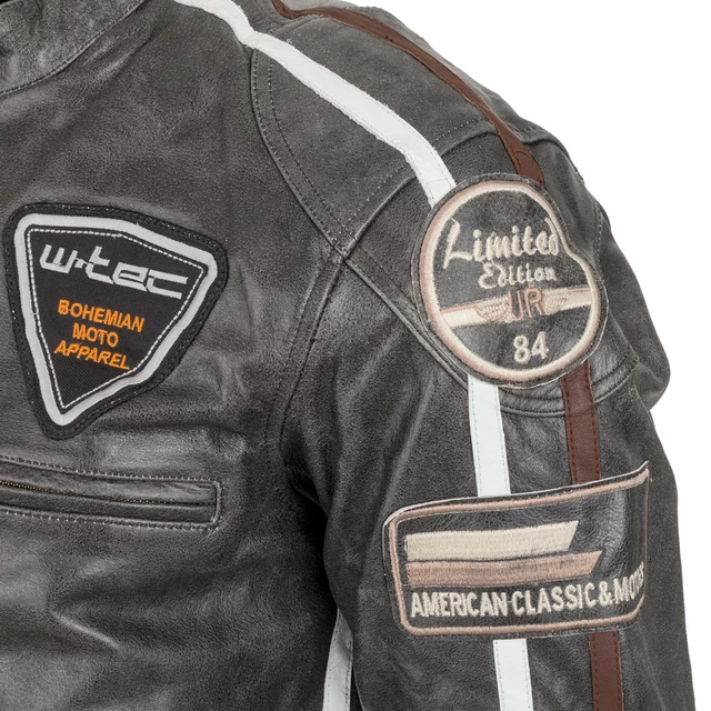 Pánska kožená moto bunda W-TEC Antique Cracker - hnedo-šedá