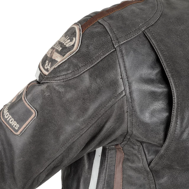 Pánska kožená moto bunda W-TEC Antique Cracker - hnedo-šedá
