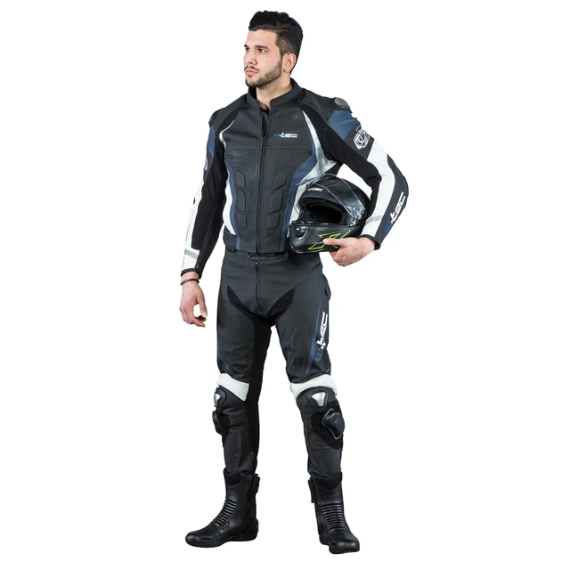 Pánska kožená moto bunda W-TEC Velocity - čierna-fluo