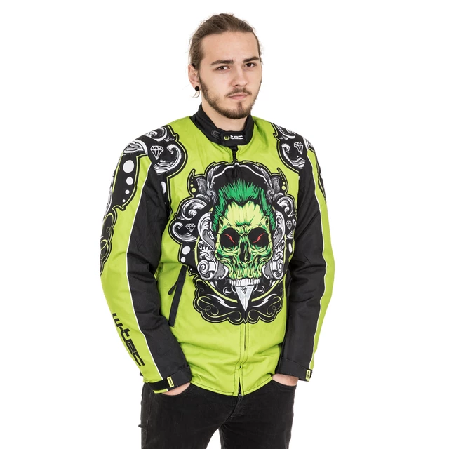 Moto bunda W-TEC Daemon - zelená s potlačou