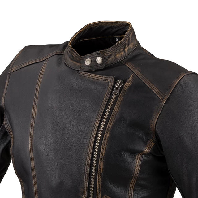 Dámska kožená moto bunda W-TEC Black Heart Lizza - 2.akosť - vintage hnedá