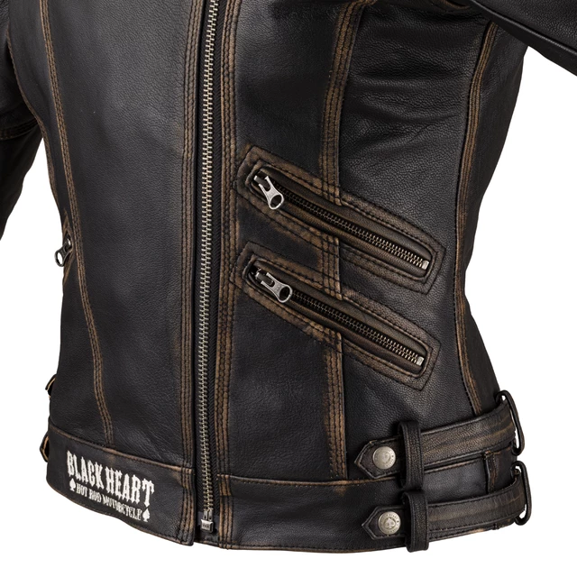 Dámska kožená moto bunda W-TEC Black Heart Lizza - 2.akosť - vintage hnedá