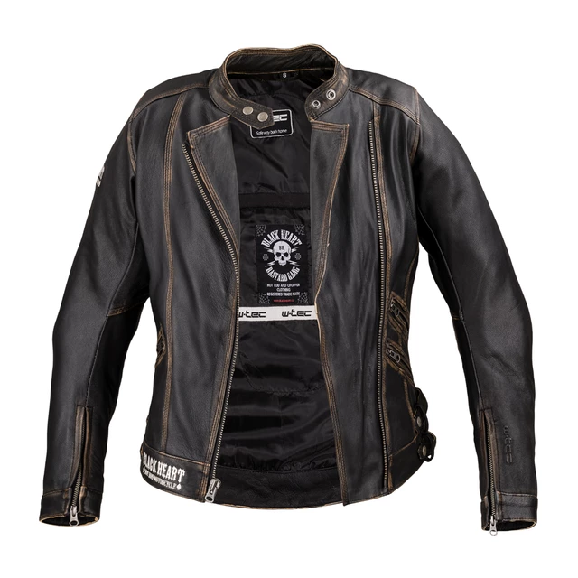 Dámska kožená moto bunda W-TEC Black Heart Lizza - 2.akosť - vintage hnedá
