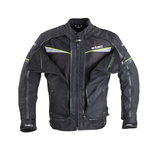 Pánska moto bunda W-TEC Progair - čierna-fluo - čierna-fluo