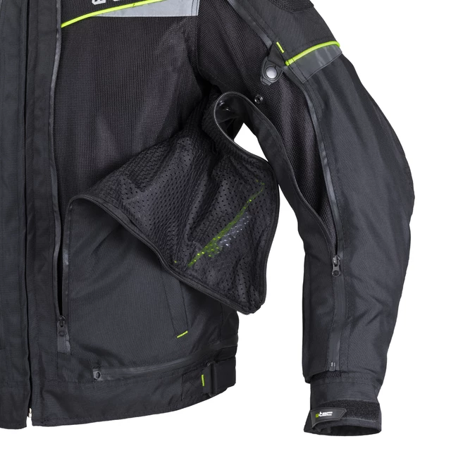 Pánska moto bunda W-TEC Progair - čierna-fluo