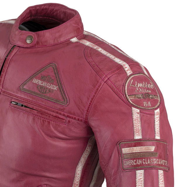Dámska kožená moto bunda W-TEC Sheawen Lady Pink - ružová