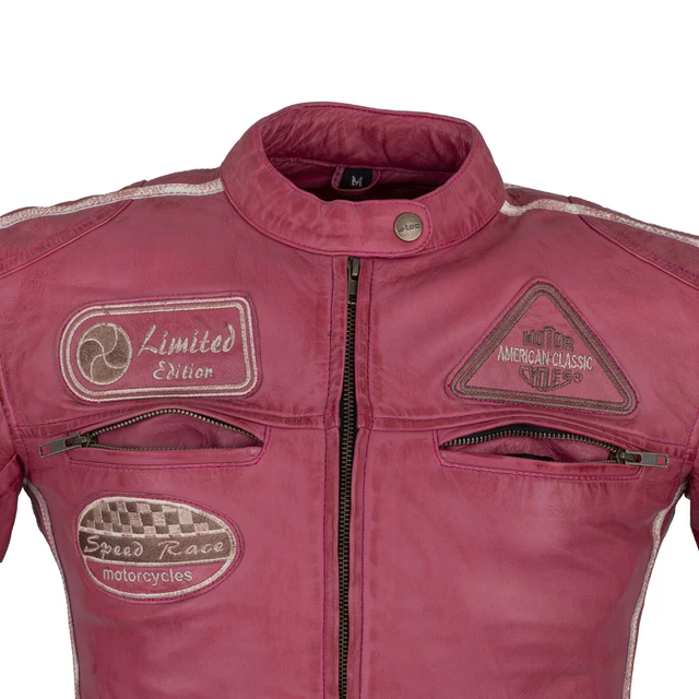 Dámska kožená moto bunda W-TEC Sheawen Lady Pink - ružová