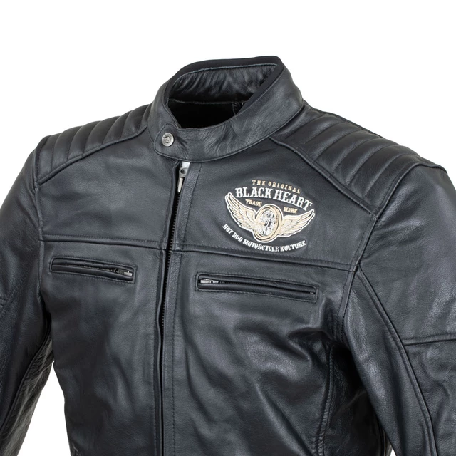 Pánska kožená bunda W-TEC Black Heart Wings Leather Jacket - 2. akosť - čierna