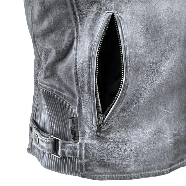 Pánska kožená moto bunda W-TEC Sheawen Waxed Grey - šedá