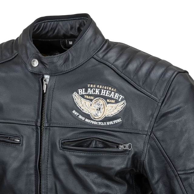 Pánska kožená bunda W-TEC Black Heart Wings Leather Jacket - 2. akosť - čierna