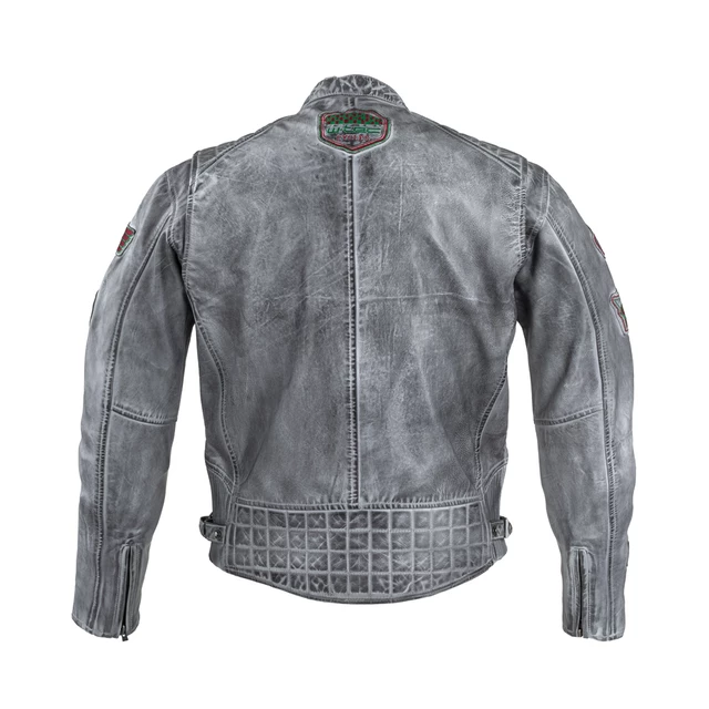 Pánska kožená moto bunda W-TEC Sheawen Waxed Grey - šedá