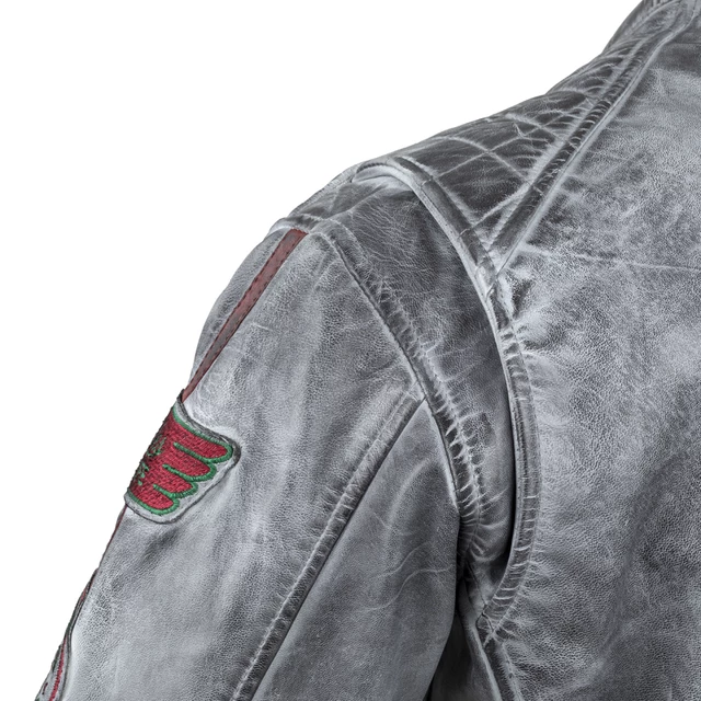 Pánska kožená moto bunda W-TEC Sheawen Waxed Grey - šedá