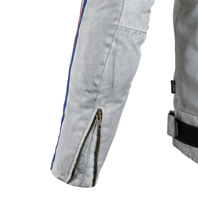Pánska textilná bunda W-TEC 91 Cordura - 2.akosť - biela s červeným a modrým pruhom