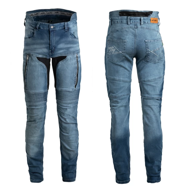 Pánske moto jeansy W-TEC Grandus EVO - 2. akosť - modrá