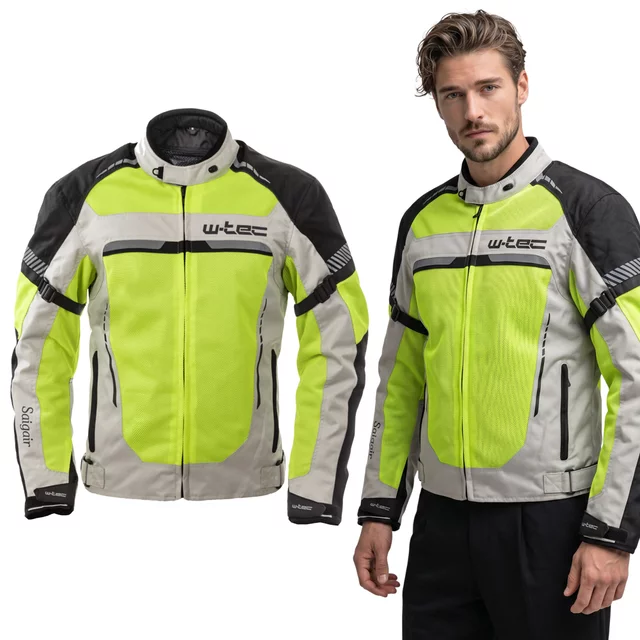 Pánska letná moto bunda W-TEC Saigair - Fluo Yellow-Black - Fluo Yellow-Gray