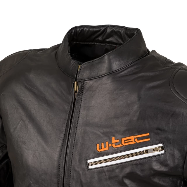 Kožená moto bunda W-TEC Brenerro - Black-Orange-White