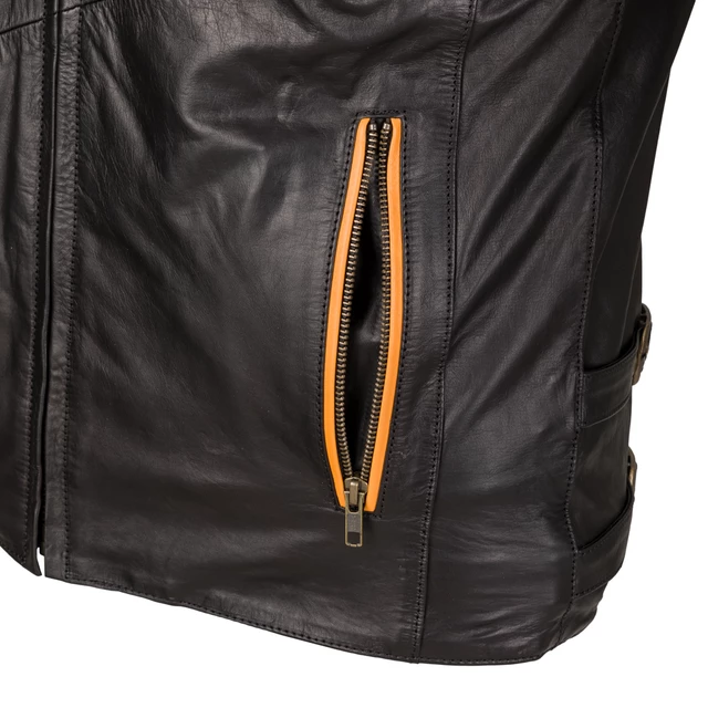 Kožená moto bunda W-TEC Brenerro - Black-Orange-White