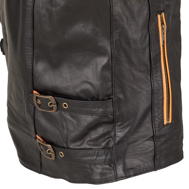 Kožená moto bunda W-TEC Brenerro - Black-Orange-White
