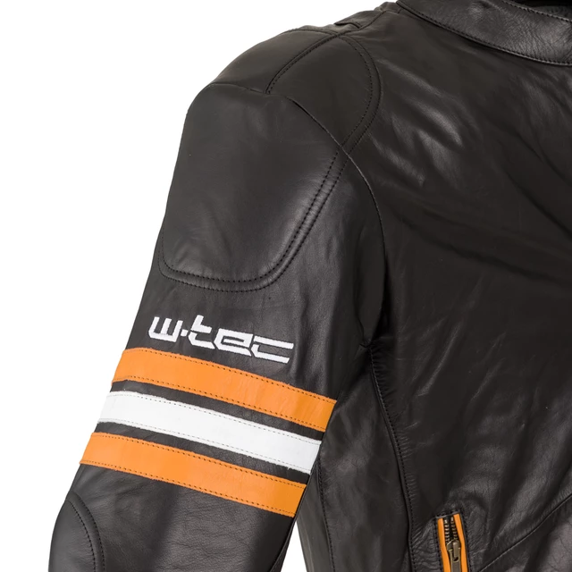 Kožená moto bunda W-TEC Brenerro - Black-Orange-White
