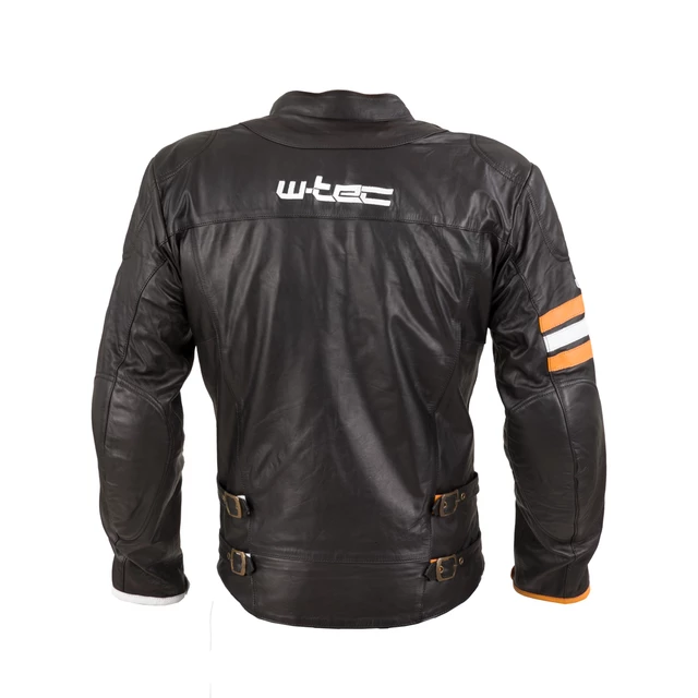 Kožená moto bunda W-TEC Brenerro - Black-Orange-White
