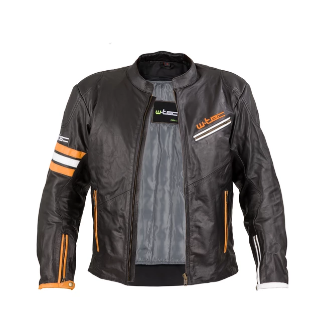 Kožená moto bunda W-TEC Brenerro - Black-Orange-White