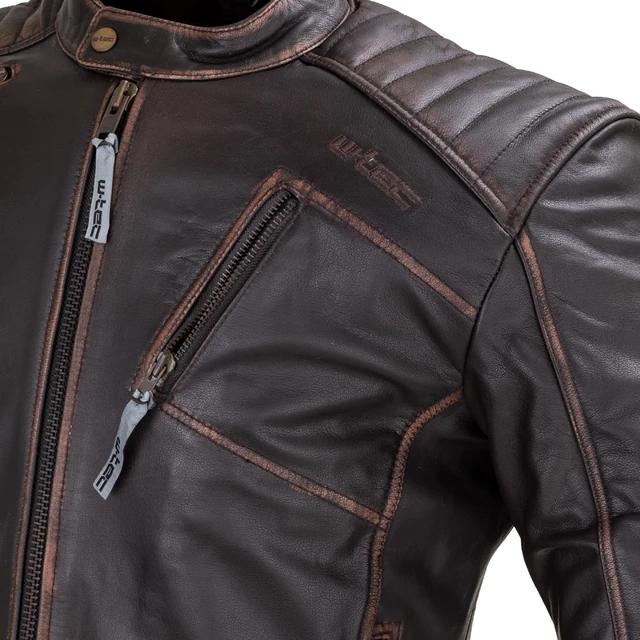 Kožená moto bunda W-TEC Embracer - Vintage Dark Brown