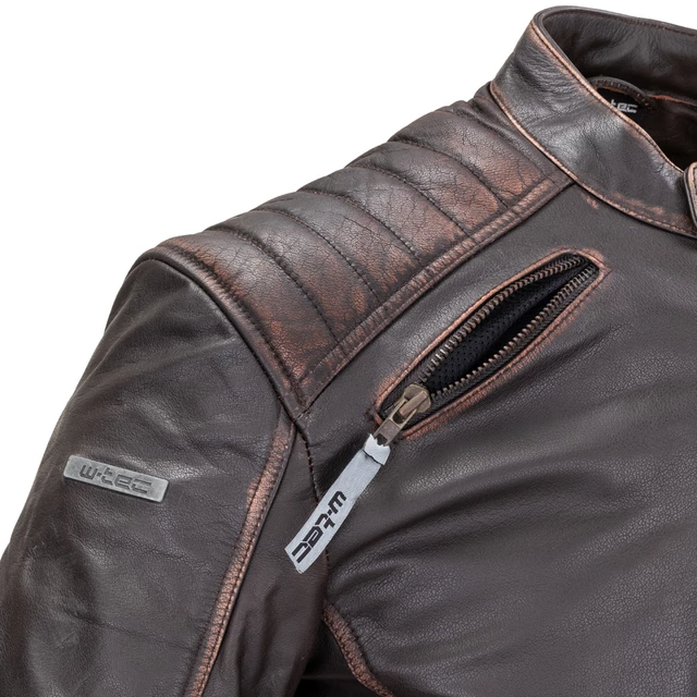 Kožená moto bunda W-TEC Embracer - Vintage Dark Brown