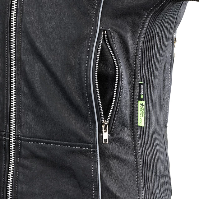 Dámska kožená moto bunda W-TEC Hagora - 2.akosť - matne čierna