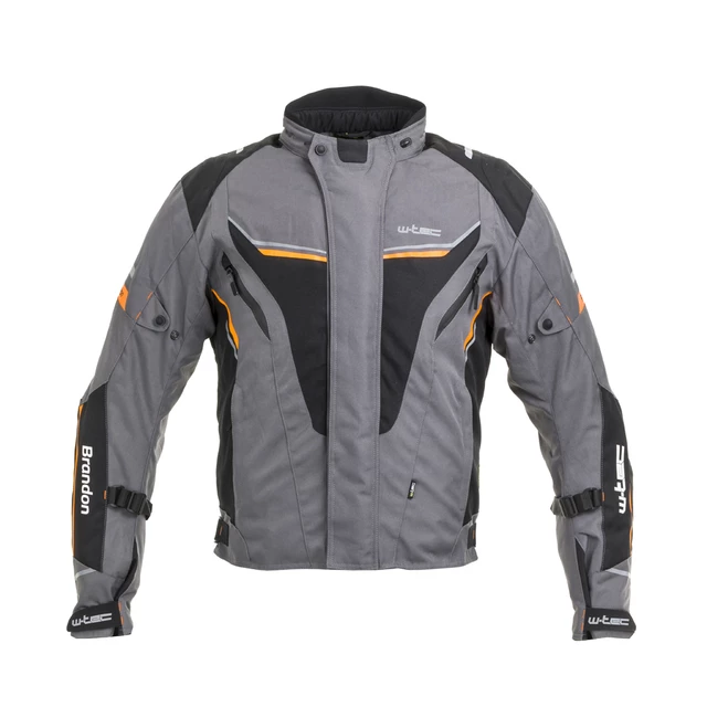 Pánska moto bunda W-TEC Brandon - čierno-šedo-oranžová - čierno-šedo-oranžová