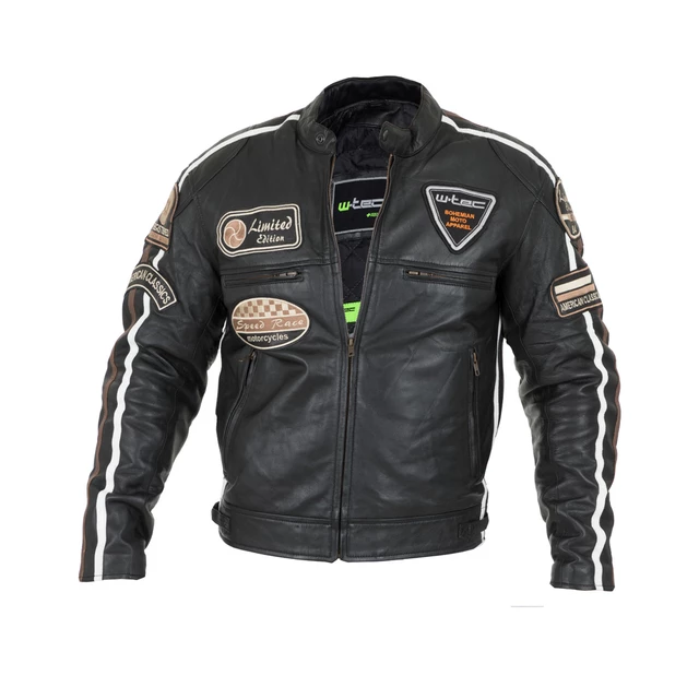 Pánska kožená moto bunda W-TEC Sheawen Black - 2.akosť - čierna