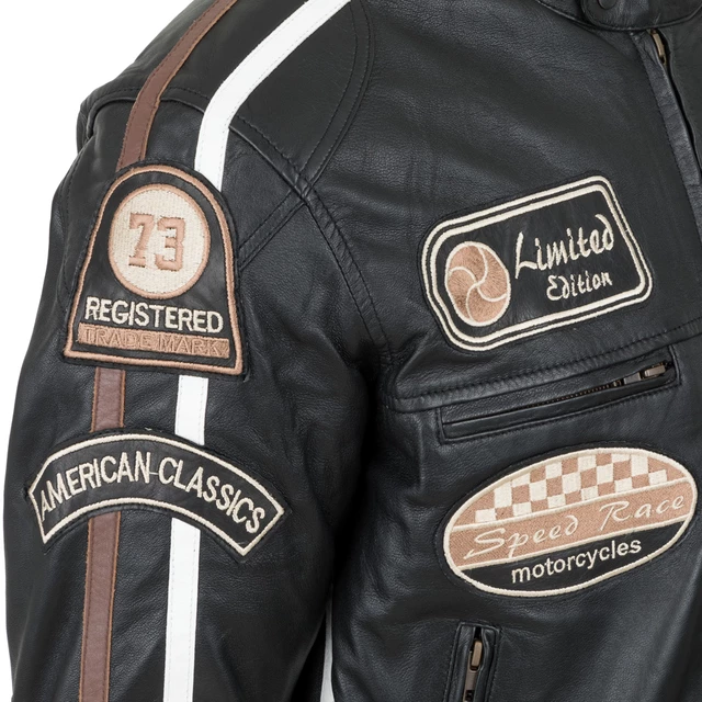 Pánska kožená moto bunda W-TEC Sheawen Black - 2.akosť - čierna