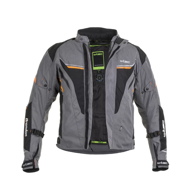 Pánska moto bunda W-TEC Brandon - čierno-šedo-oranžová