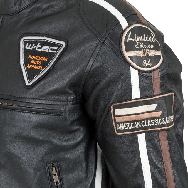 Pánska kožená moto bunda W-TEC Sheawen Black - 2.akosť - čierna