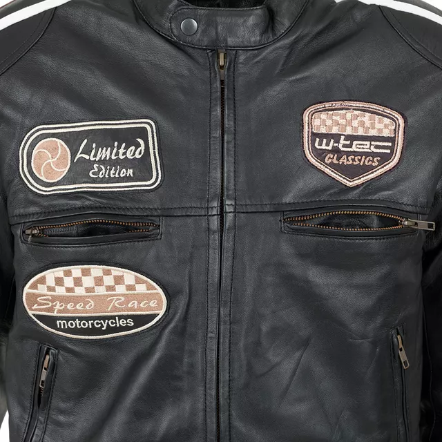 Pánska kožená moto bunda W-TEC Sheawen Black - čierna