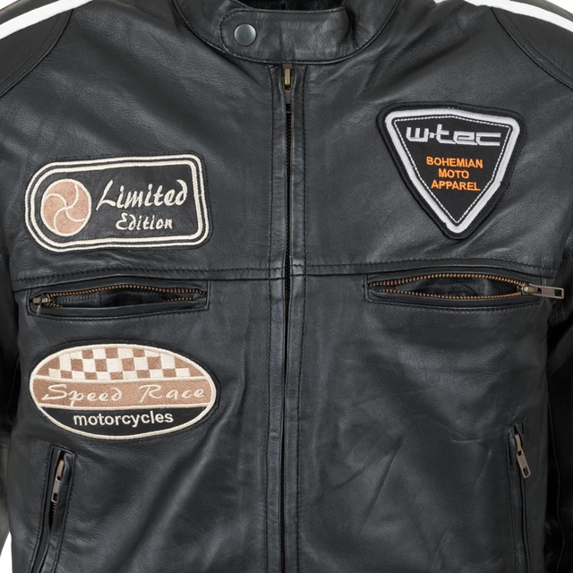 Pánska kožená moto bunda W-TEC Sheawen Black - 2.akosť - čierna