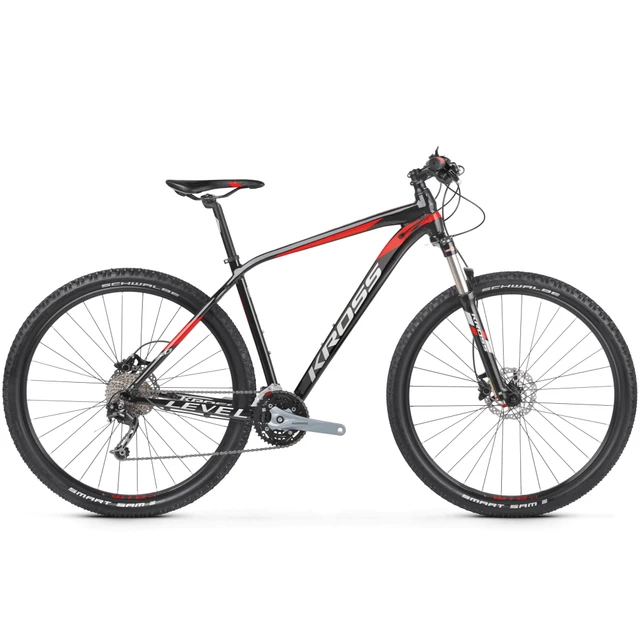 Horský bicykel Kross Level 5.0 29" - model 2020 - čierna/červená/strieborná