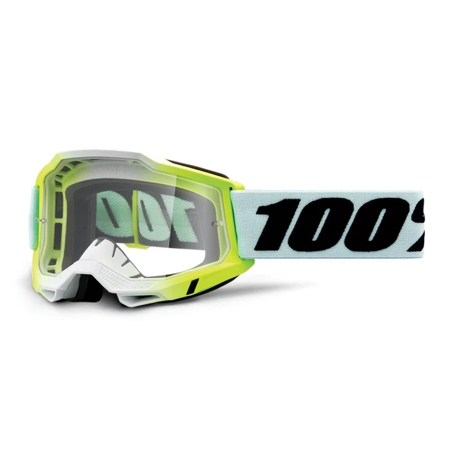 Motokrosové okuliare 100% Accuri 2 - Mifflin tmavo modrá, čire plexi - Dunder bielo-zelená, čire plexi
