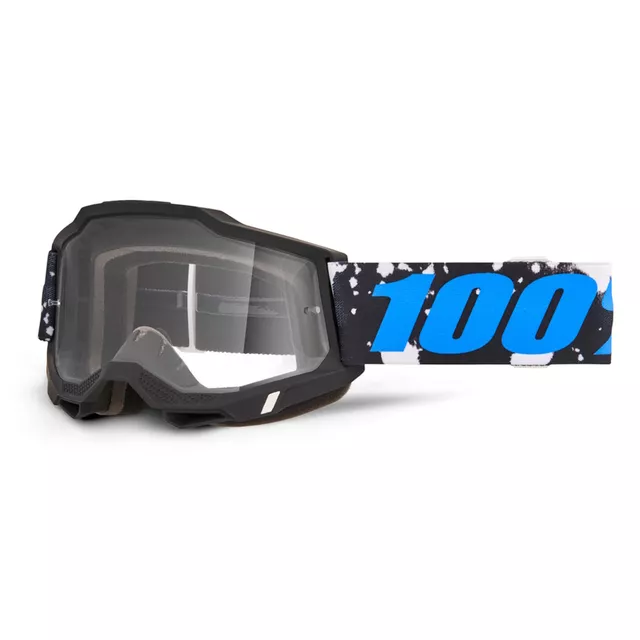 Motokrosové okuliare 100% Accuri 2 - Mifflin tmavo modrá, čire plexi - Callisto čierna, číre plexi
